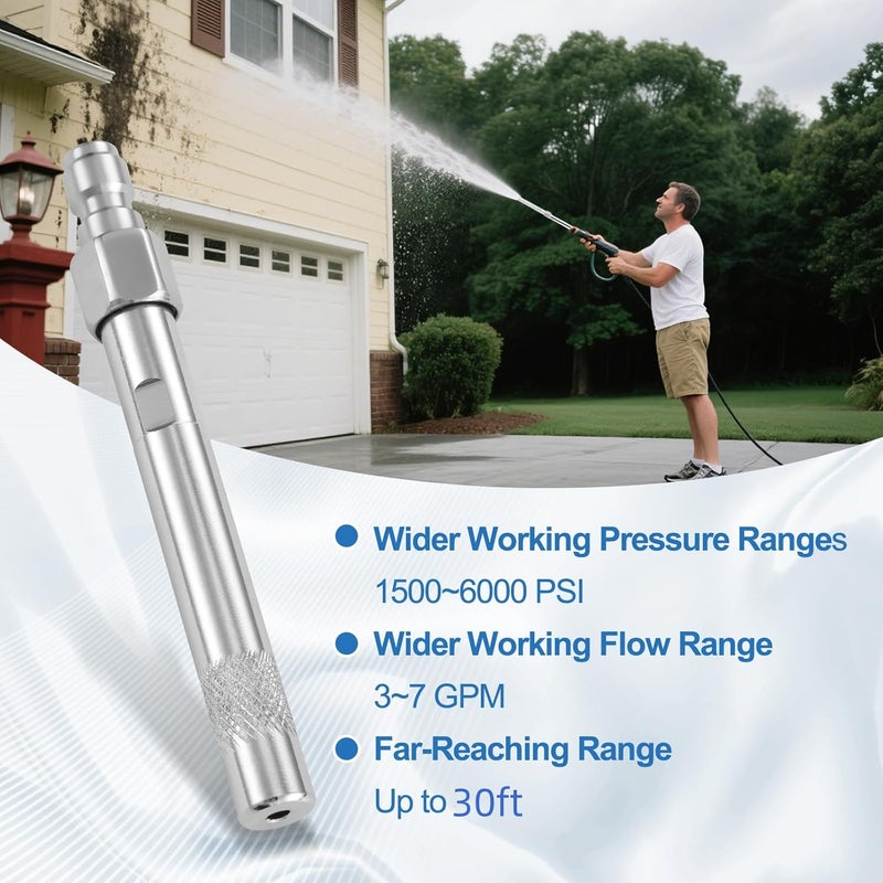SYFLHYP 1 Pack Pressure Washer Long Range Chemical Soap Nozzle, Premium Ladder Saver Shooter Tip for 1700-6000 PSI, 3-7GPM Pressure Washer, with 1/4 inches Quick Connect - Image 3